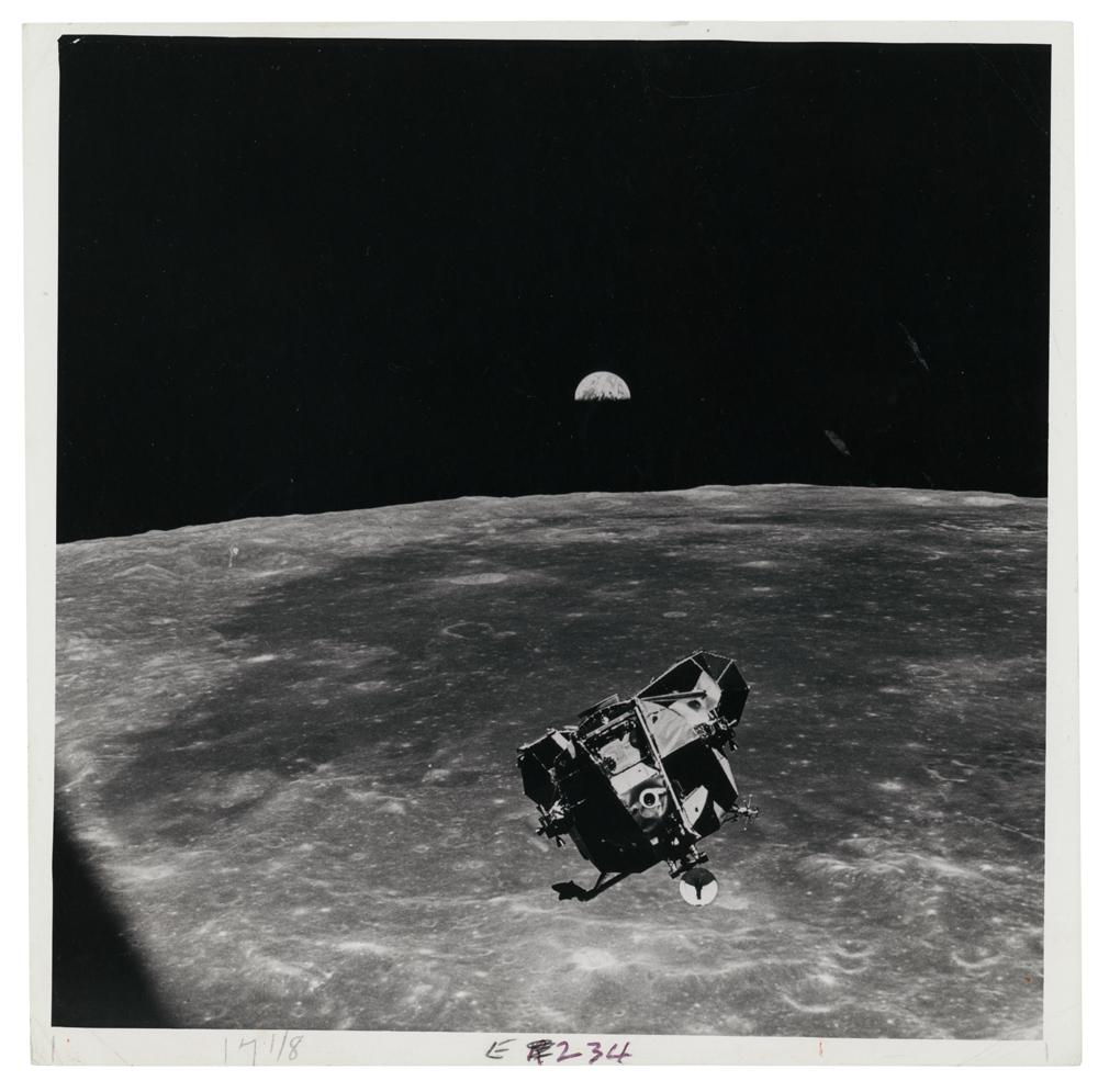 Apollo 11 Lunar Module seen above the Moon in 1969.