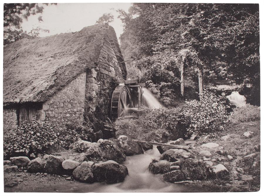 A peaceful scene showing an old mill building. Black and white photograph by Francis Bedford.
