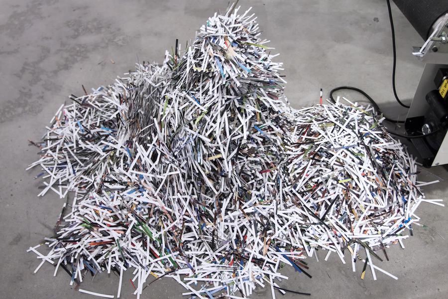 A colourful pile of shredded paper
